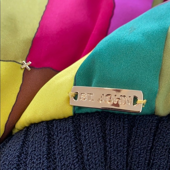 Vintage ST. JOHN multicolor silk bomber jacket M - Picture 8 of 8